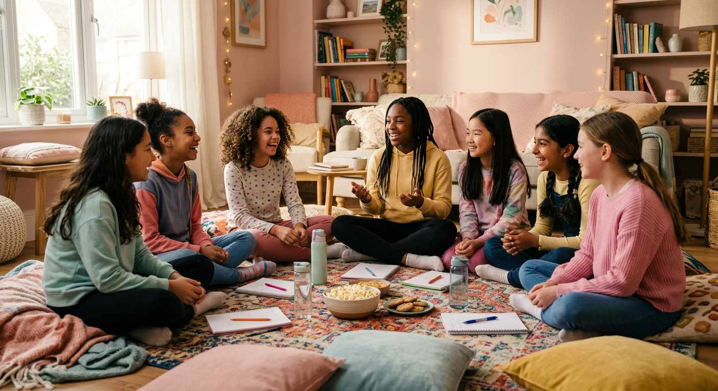 Girls sitting in a circle at Girls Club Naperville